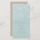 Classy Paisley Dusky Blue Wedding Invite Bedankkaart (Voorkant / Achterkant)