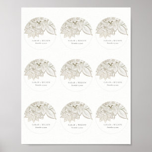 Classy  Paisley Ivoor Goud Bruiloft Labels Poster