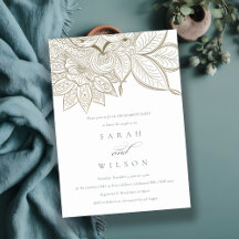 Classy  Paisley Ivory Gold Verloving Invite