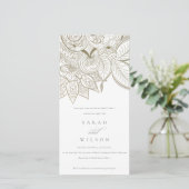 Classy  Paisley Ivory Gold Verloving Invite Bedankkaart (Staand voorkant)