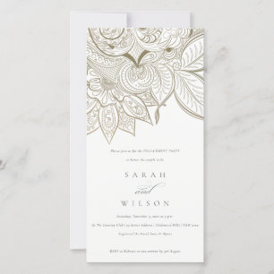 Classy  Paisley Ivory Gold Verloving Invite Bedankkaart