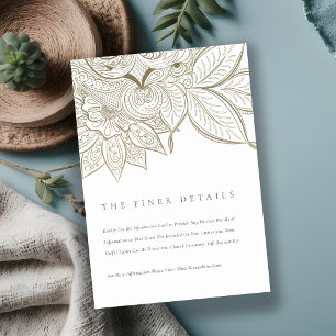 Classy  Paisley Ivory Gold Wedding - Gegevens Informatiekaartje