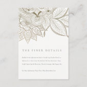 Classy  Paisley Ivory Gold Wedding - Gegevens Informatiekaartje (Voorkant)