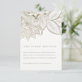 Classy  Paisley Ivory Gold Wedding - Gegevens Informatiekaartje (Staand voorkant)