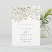 Classy  Paisley Ivory Gold Wedding Invite Bedankkaart (Staand voorkant)