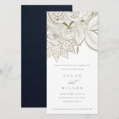 Classy  Paisley Ivory Gold Wedding Invite Bedankkaart (Voorkant / Achterkant)