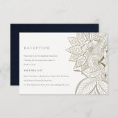 Classy  Paisley Ivory Gold Wedding Reception Informatiekaartje (Voorkant / Achterkant)