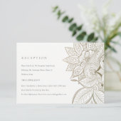 Classy  Paisley Ivory Gold Wedding Reception Informatiekaartje (Staand voorkant)