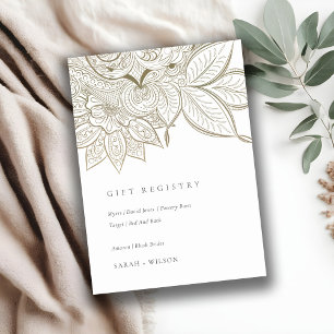 Classy  Paisley Ivory Gold Wedding Registry Informatiekaartje