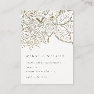 Classy  Paisley Ivory Gold Wedding Website Informatiekaartje