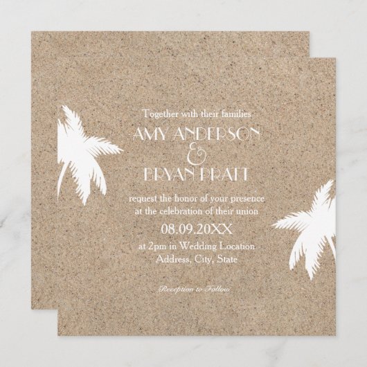 Classy Palm Tree Beach Weddenschap Kaart (Voorkant / Achterkant)