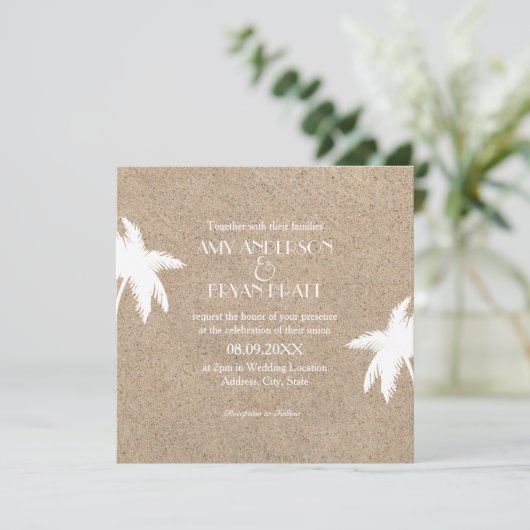 Classy Palm Tree Beach Weddenschap Kaart (Staand voorkant)