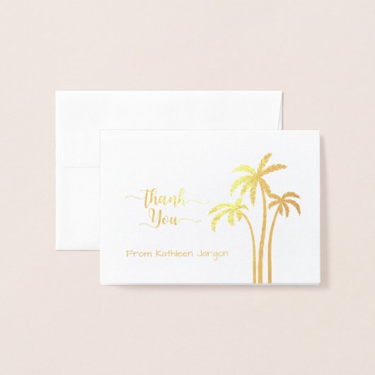 Classy Palm Tree Dank u Folie Kaarten (Voorkant met envelop)