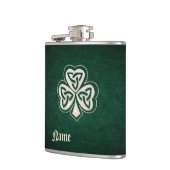 Classy parel lucky shamrock leer gepersonaliseerd heupfles (Links)