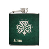 Classy parel lucky shamrock leer gepersonaliseerd heupfles (Voorkant)