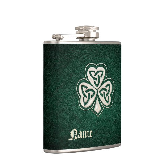 Classy parel lucky shamrock leer gepersonaliseerd heupfles (Rechts)