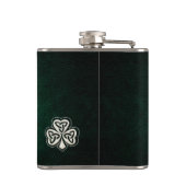 Classy parel lucky shamrock leer gepersonaliseerd heupfles (Achterkant)