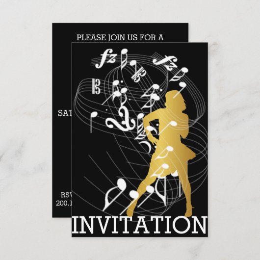 Classy Party Dance Birthday Music Vip Uitnodiging (Voorkant / Achterkant)