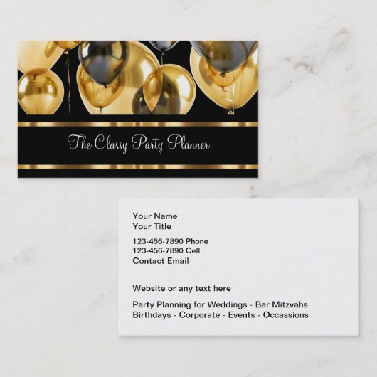 Classy Party Planner en Organisator Visitekaartje (Voorkant / Achterkant)