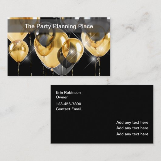 Classy Party Planning Service Ballonnen Thema Visitekaartje (Voorkant / Achterkant)
