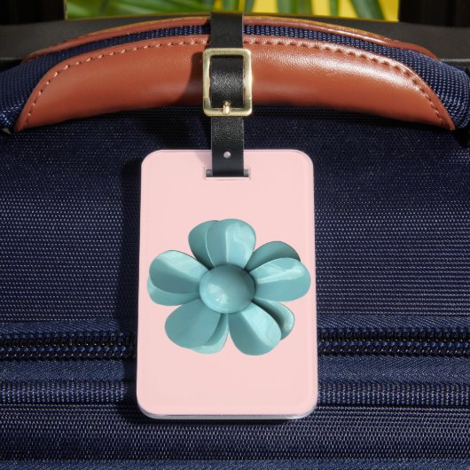 Classy Pastel Blauw Daisy Blossom MOD Roze Bloem Bagagelabel (Voorkant Insitu 2)