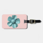 Classy Pastel Blauw Daisy Blossom MOD Roze Bloem Bagagelabel (Voorkant horizontaal)