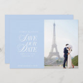 Classy Pastel Blue Elegant Save the Date Card (Voorkant / Achterkant)