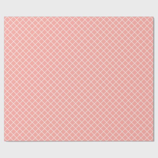 Classy Pastel Coral Oranje White Check Pattern Cadeaupapier (Vlak)