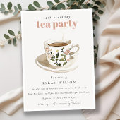 Classy Pastel Floral Tea Cup Verjaardag Tea Party Kaart