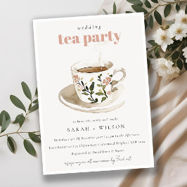 Classy Pastel Floral Tea Cup Wedding Tea Party  Kaart