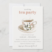 Classy Pastel Floral Tea Cup Wedding Tea Party  Kaart (Voorkant)