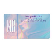 Classy pastel marmeren monogram adres etiket (Voorkant)