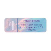 Classy pastel marmeren monogram adres etiket (Voorkant)