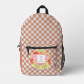 Classy Pastel Peach Sinaasappel Check Pattern Bedrukte Rugzak (Voorkant)