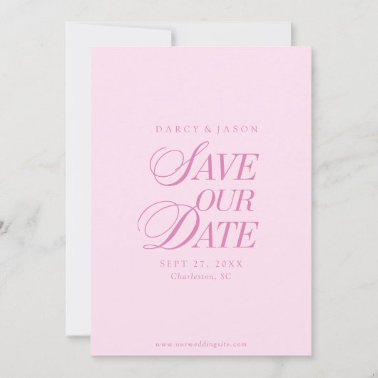 Classy Pastel Pink Elegant Save the Date Card (Voorkant)