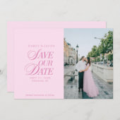 Classy Pastel Pink Elegant Save the Date Card (Voorkant / Achterkant)