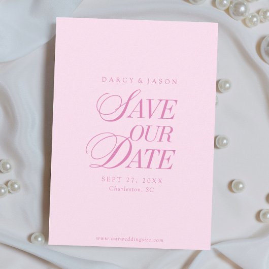 Classy Pastel Pink Elegant Save the Date Card