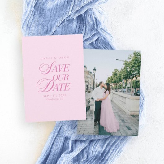 Classy Pastel Pink Elegant Save the Date Card