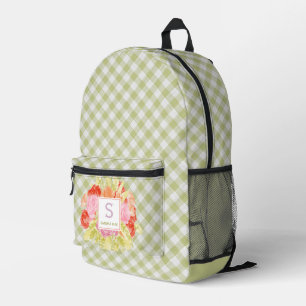 Classy Pastel Spring Green Gingham Controleer patr Bedrukte Rugzak