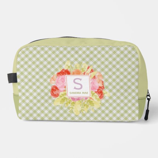 Classy Pastel Spring Green Gingham Controleer patr Toilettasje (Voorkant)