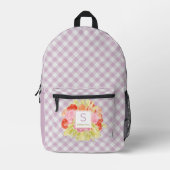 Classy Pastel Violet Roze Gingham Controleer patro Bedrukte Rugzak (Voorkant)