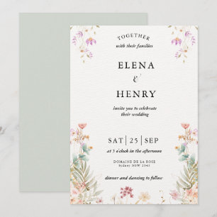 Classy Pastel Wildflower Secret Garden Bruiloft Kaart