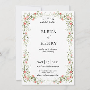 Classy Pastel Wildflower Secret Garden Bruiloft Kaart