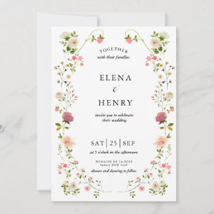 Classy Pastel Wildflower Secret Garden Bruiloft Kaart