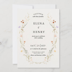 Classy Pastel Wildflower Secret Garden Bruiloft Kaart