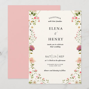 Classy Pastel Wildflower Secret Garden Bruiloft Kaart