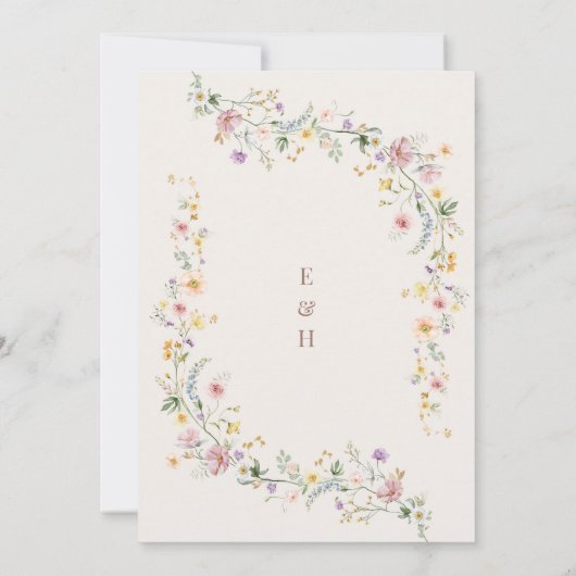 Classy Pastel Wildflower Secret Garden Bruiloft Kaart (Achterkant)