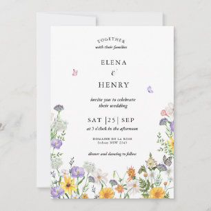 Classy Pastel Wildflower Secret Garden Wedding Inv Kaart