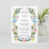 Classy Pastel Wildflower Secret Garden Wedding Inv Kaart (Staand voorkant)