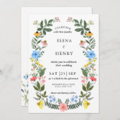 Classy Pastel Wildflower Secret Garden Wedding Inv Kaart (Voorkant / Achterkant)